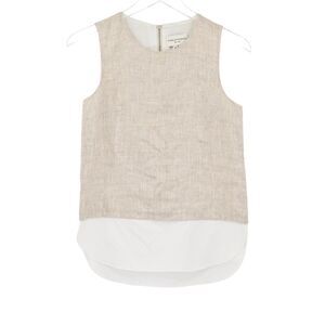 CHARLOTTE BRODY Top Womens‎ Sz XS Tan Sleeveless Blouse Chic Boho Round Neck Zip